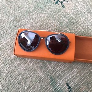 Smoke X Mirrors Grey Blue Viva 55MM Browline Aviator Sunglasses